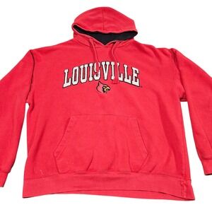 Vintage Louisville Cardinals Hoodie XL Red College University Fangear Grunge Y2K